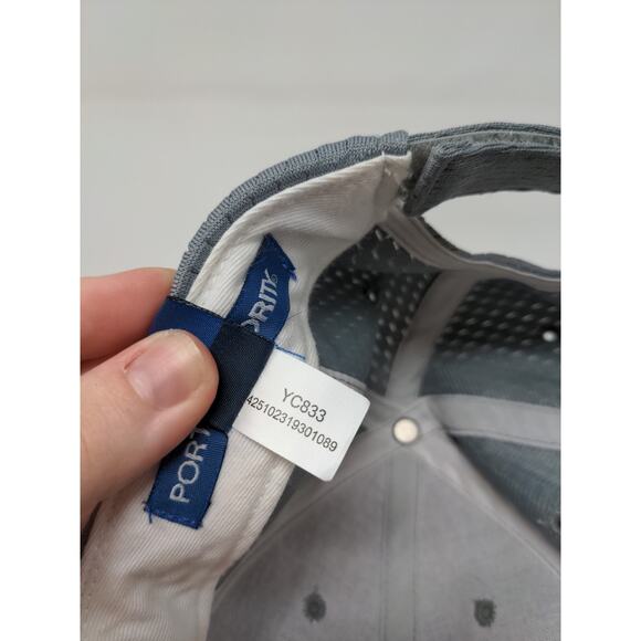 Boys Youth Strapback Hat Embroidered P Gray Port Authority Cap - Picture 11 of 11